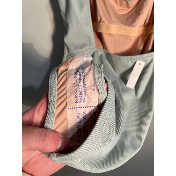 Madewell Second Wave Square-Neck Tank One-Piece Swimsuit Pale Eucalyptus Large - Picture 9 of 12